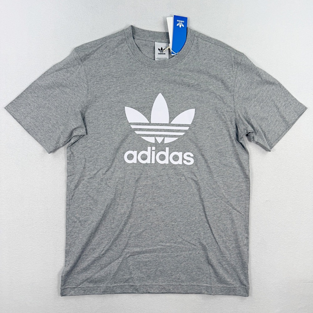 Adidas Originals Trefoil Tshirt Size L Mens Grey/White IS0613, NEW